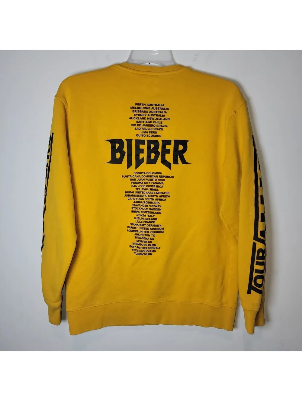 Justin Bieber Purpose Tour Sweatshirt Mens Medium Yellow Checkerboard